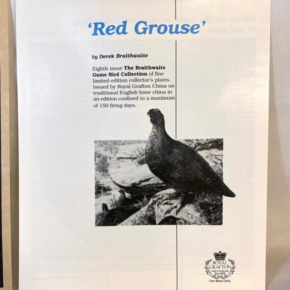 NIB The Braithwaite Game Bird Plate Collection - Red Grouse by Derek Braithwaite - Picture 11 of 15